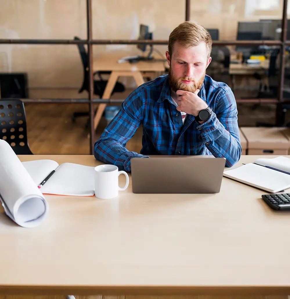 An engineer working on a client system